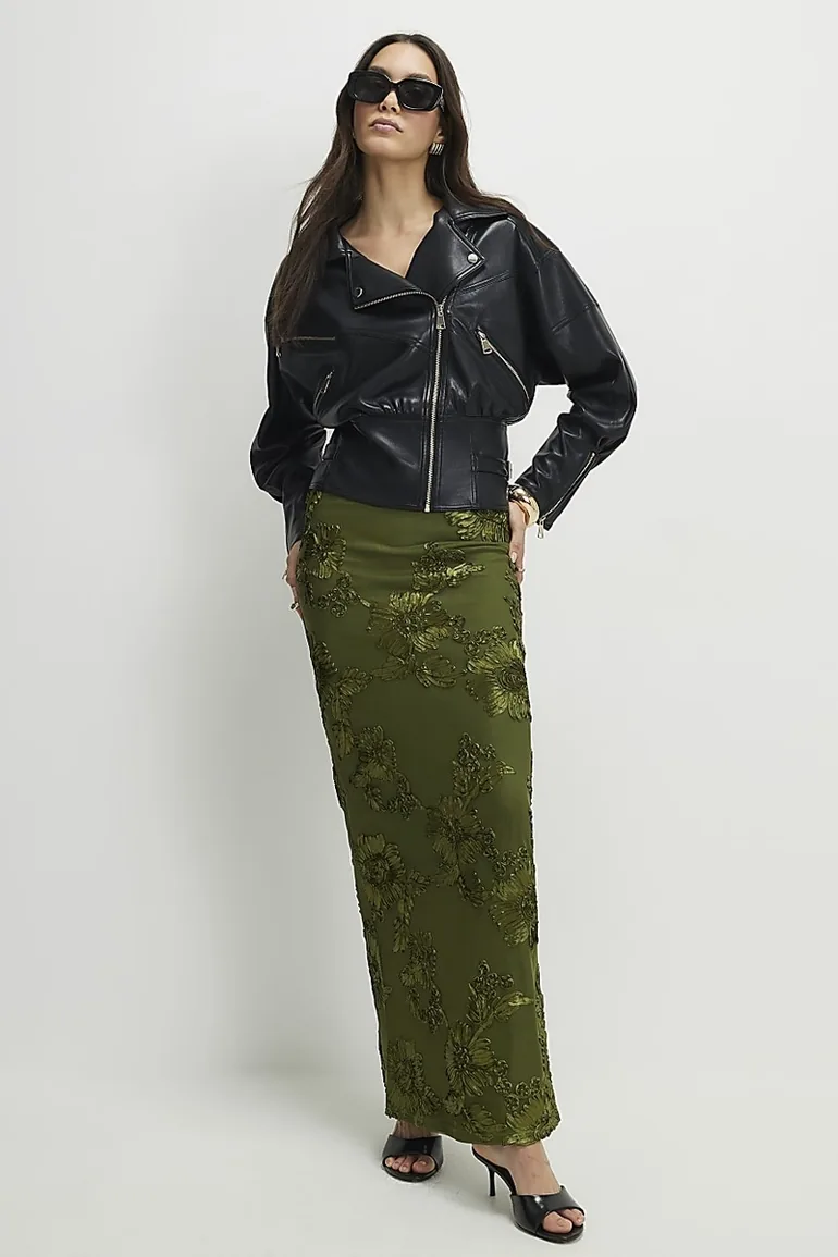 تنورة ماكسي بطبعة أزهار بقصة مستقيمة