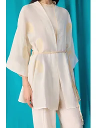 MUSLIN KIMONO WITH A WOVEN BELT - 3