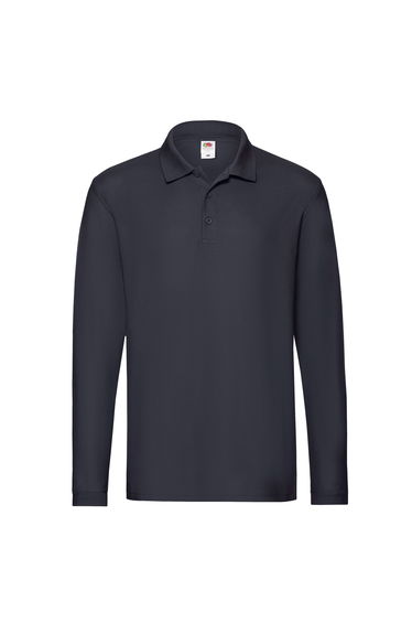 Fruit of the Loom Mens Premium Pique Long-Sleeved Polo Shirt - Deep Navy