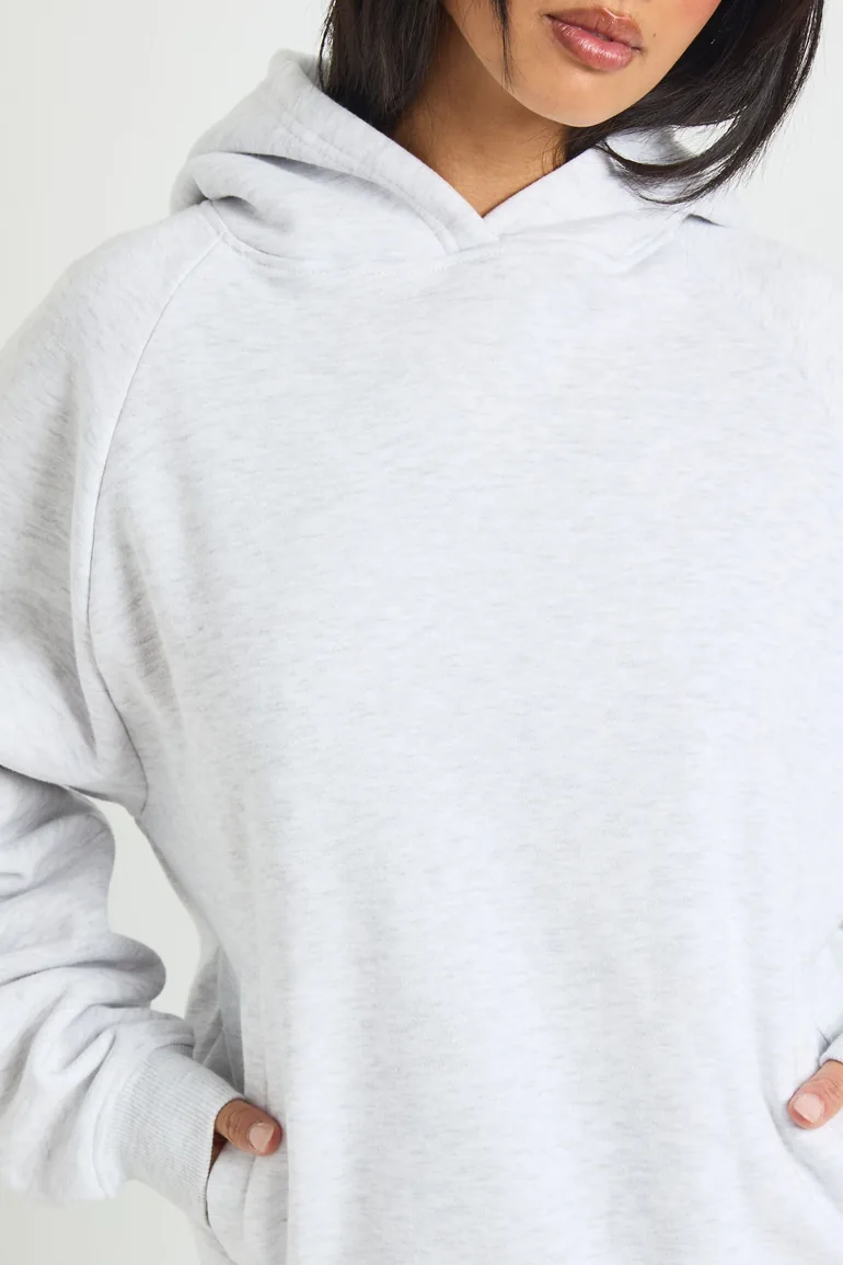 Petite Raglan Seam Oversized Hoodie - ash grey - 3
