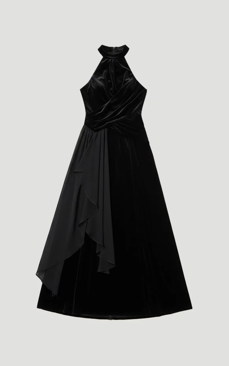 Velvet Cross Front Woven Maxi Dress - 3