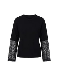 Black Lace Detailed Knitwear Sweater - 6