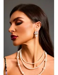 Zaha Diamond Pearl Earrings - 2