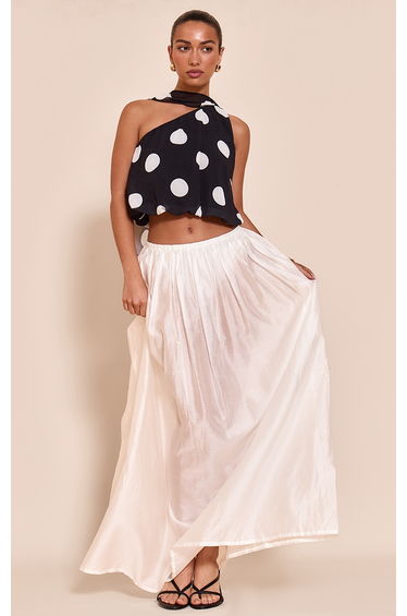 Cream Sheer Chiffon Maxi Skirt