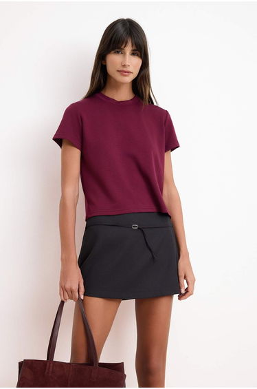 Burgundy Knitted T-Shirt