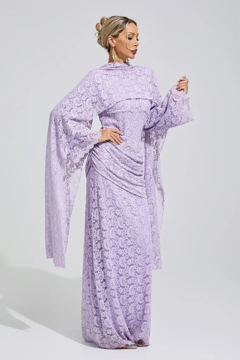 Hodgkin Purple Lace Fishtail Bodycon Dress - 4