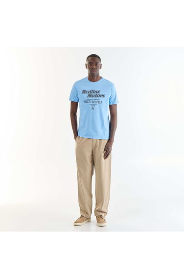 Short-sleeved graphic print T-shirt BLUE