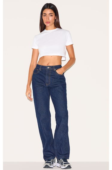 Indigo High Waist Straight Leg Jeans