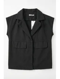 MY FASHION Cotton Waistcoat with Jacket Collar and Pocket - 5
