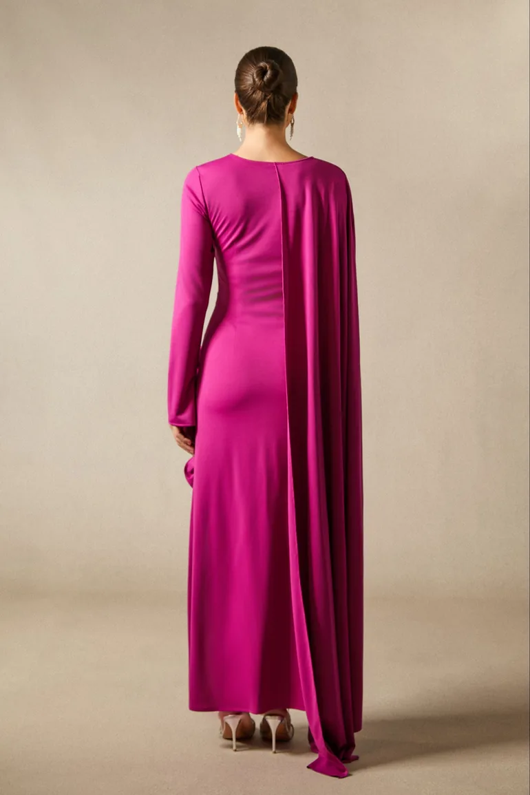 Anastasia Floral Cape Maxi Slit Dress Sunfere Purple : Evening Dresses :  VogaCloset Bahrain