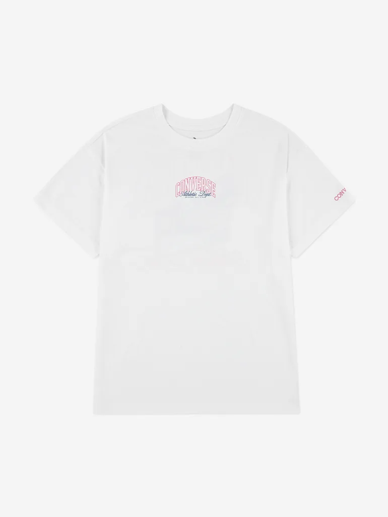 تيشيرت بناتي بقصة بويفريند لون أبيض - 1