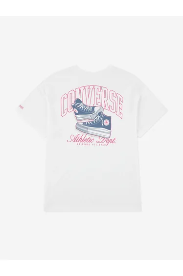 تيشيرت بناتي بقصة بويفريند لون أبيض