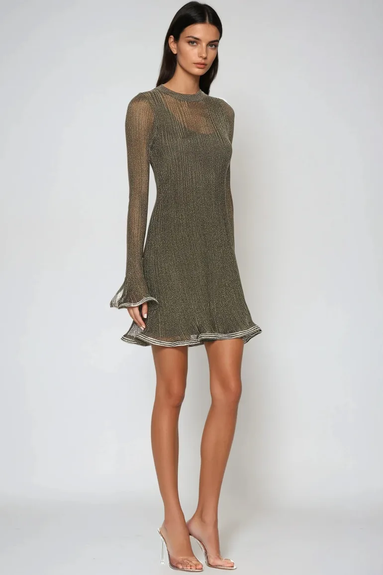 Faina Rhinestone Ruffle Mini Dress - 2