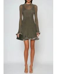 Faina Rhinestone Ruffle Mini Dress - 1