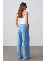 Dilvin High-Waist Wide-Leg Cotton Denim Jeans - 1