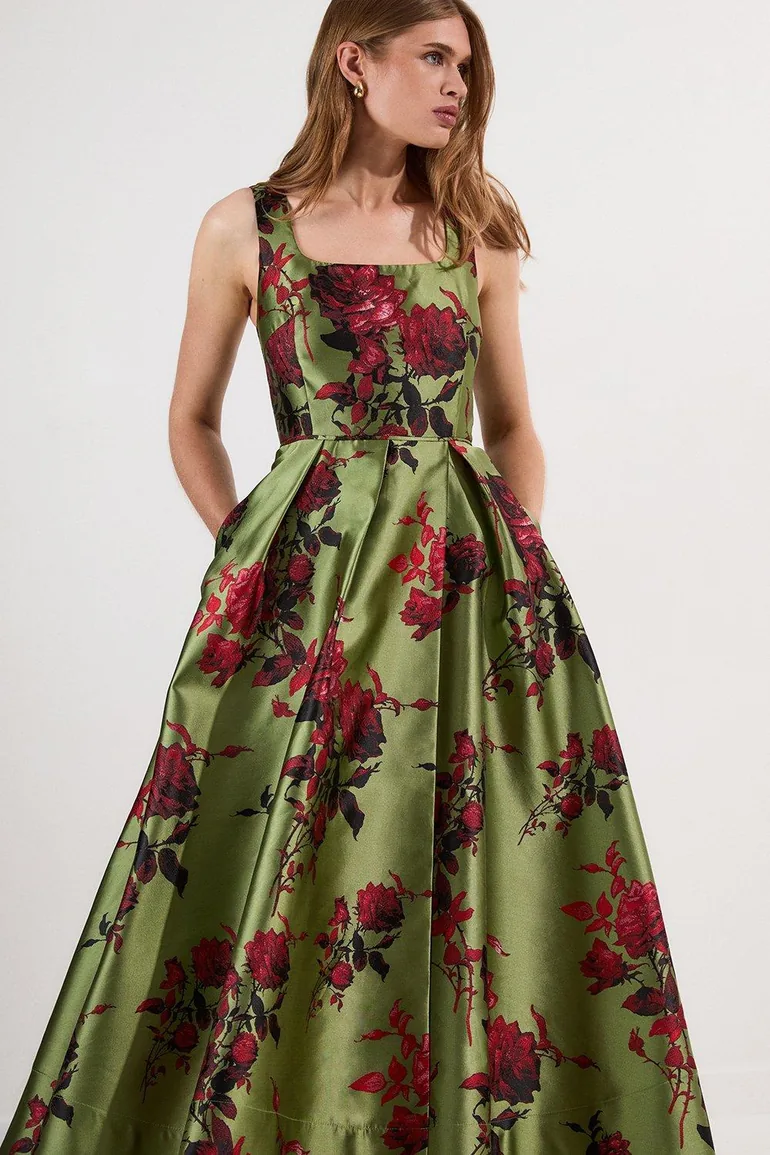 lydia millen floral jacquard corseted woven maxi dress Lydia Millen Karen Millen Floral Maxi Dress Karen Millen Lydia Millen  Floral Jacquard Corseted Woven Maxi