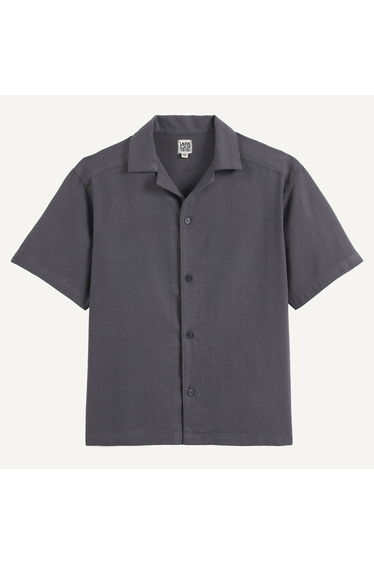 Cotton/Linen Shirt with Short Sleeves