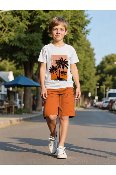 Boys Tropical Graphic Print T-Shirt and Shorts Set