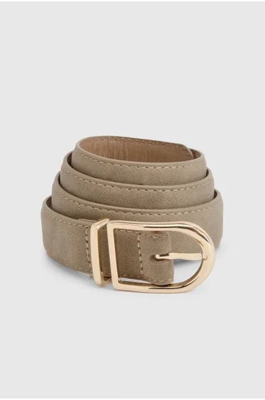 Taupe Padded Faux Suede Belt - taupe
