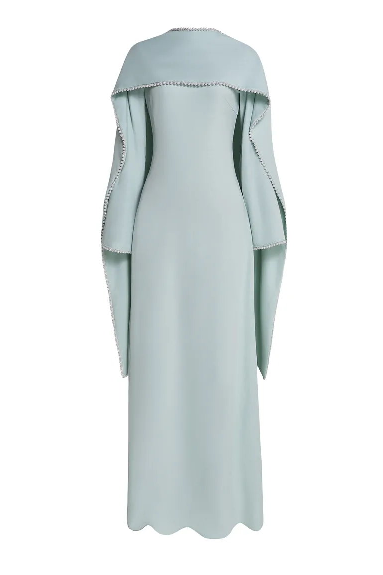 Pearl Bell Sleeve Maxi Dress With Cape JardinVue Blue : Evening Dresses : VogaCloset Iraq Pearl Bell Sleeve Maxi Dress With Cape JardinVue Blue : Evening Dresses : VogaCloset Iraq