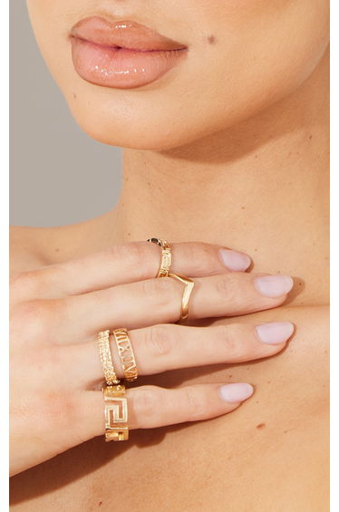 Recycled Gold Roman Multi Shape Five Set Ring Pack