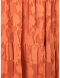 Anaya With Love Recycled Spiced Orange Floral Burnout Bardot Tiered Maxi Dress - 4