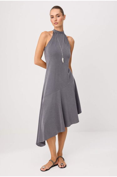 Anthracite Plain Midi Knitted Dress