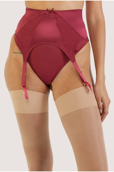 Etta Red Mesh And Satin Suspender Belt