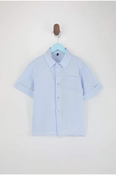Baby Blue Boy's 100% Cotton Basic Short Sleeve Shirt