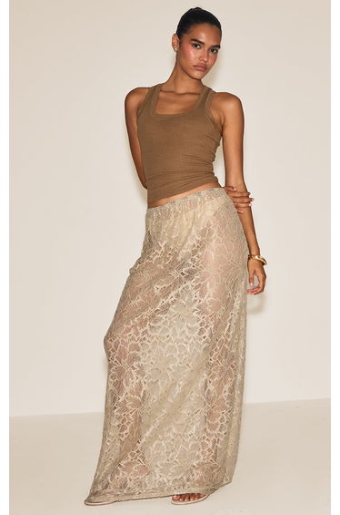 Sage Lace Floaty Maxi Skirt