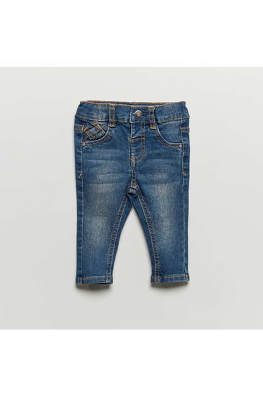 Slim-fit stretchy jeans with adjustable waist BLUE