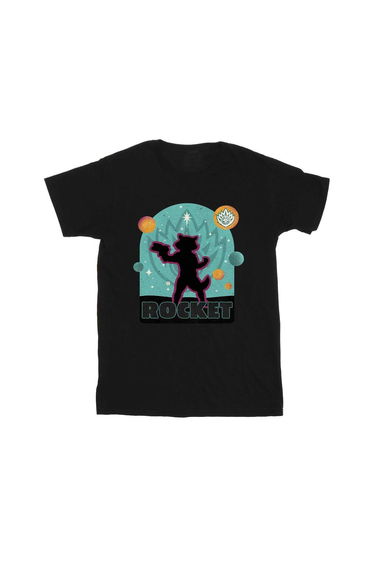 Guardians Of The Galaxy Volume 3 Boys Rocket Raccoon Badge Cotton T-Shirt - Black