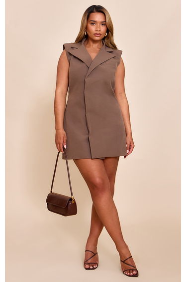 Shape Mushroom Tailored Sleevless Adjustable Waist Blazer Dress