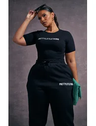 PRETTYLITTLETHING Plus Black Cap Sleeve Bodysuit - 1