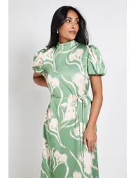 Petite Floral Satin Midi Dress - 1