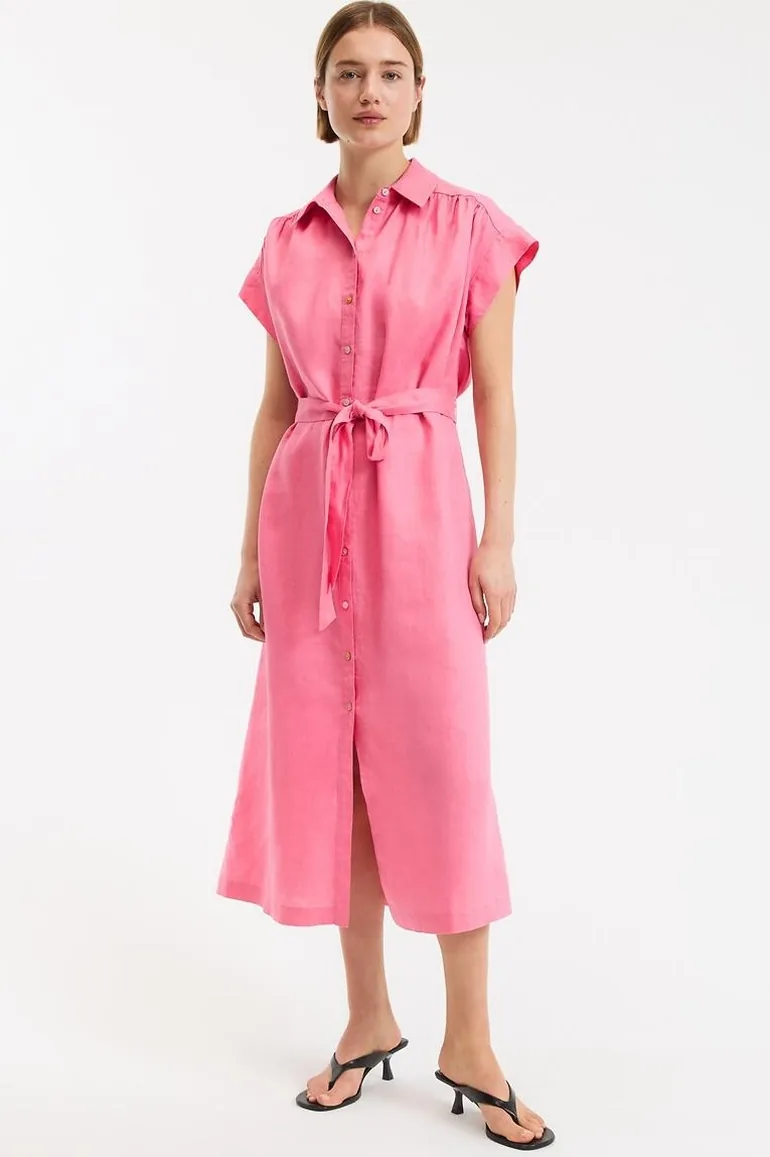 Signature Short Sleeve Linen Dress La Redoute Collections Pink : Holiday  Dresses : VogaCloset Oman