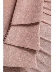 Goddiva Lurex Bardot Maxi With Waterfall Ruffle - Blush - 4