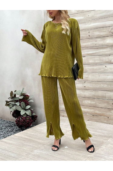 Textured Plisse Top and Pants Co-Ords