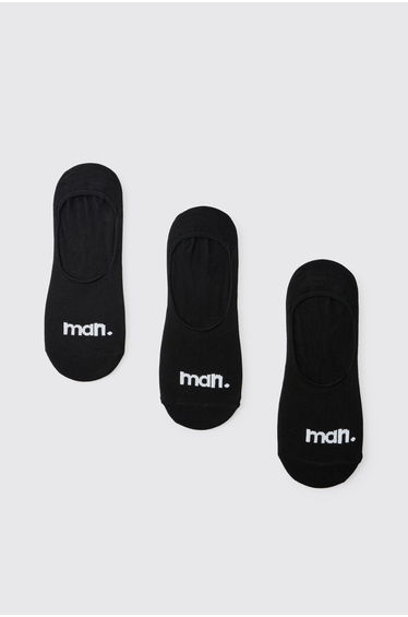 3 Pack Man Dot Invisible Socks - black