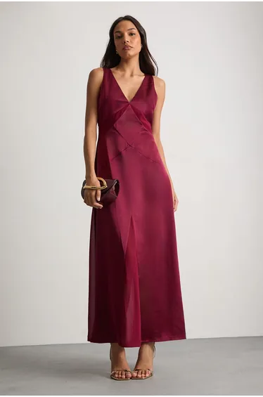 فستان ميداكسي ساتان و شيفون