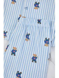 طقم بيجاما ولادي محبوكة بياقة قميص - أزرق - 2