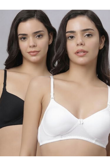 Pack of 2 - Non-Padded Non Wired Cotton Blend T-Shirt Bra