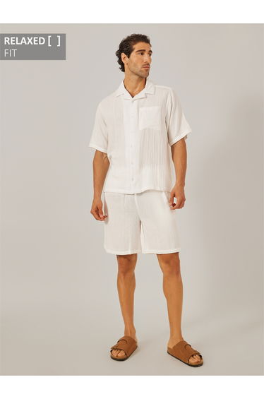 Solid Short Sleeve Relaxed Fit Shirt and Shorts Co-Ords