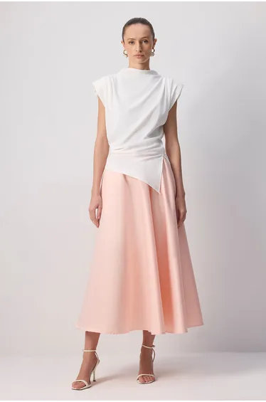 PLEATED SATIN SKIRT