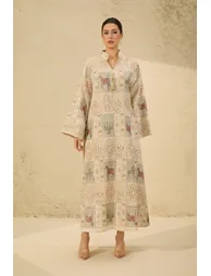 قفطان سانفير باللون البيج - 7