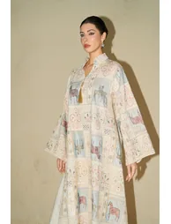 قفطان سانفير باللون البيج - 10