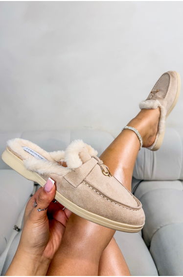 Lemonade Velvet Crush Slip On Clog Mules Nude