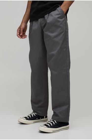 Skate Fit Pleat Front Work 365 Trouser - charcoal
