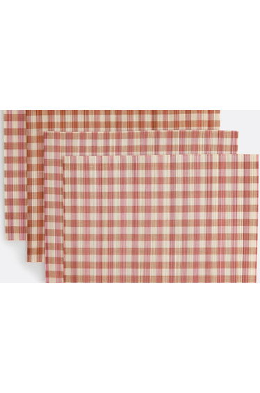 Set of 4 Paoli Placemats in Gingham Checked Bamboo