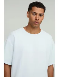 Oversized Pleated T-Shirt & Relaxed Fit Mid-Length Short Set - pastel blue - 2